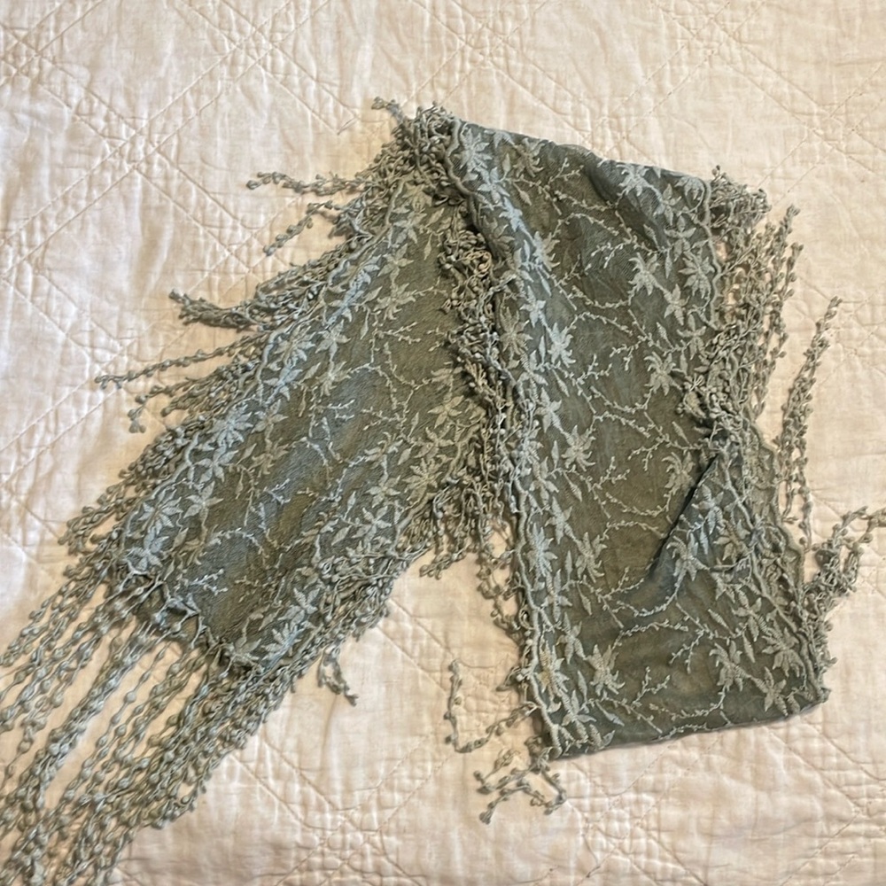 Sage green thin scarf